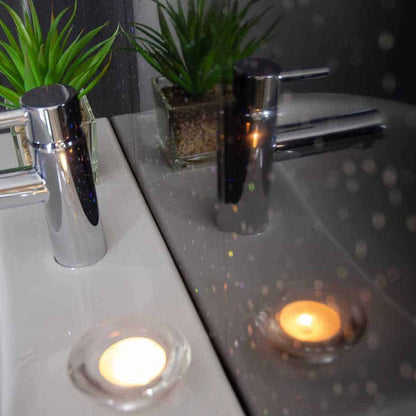 10 mm schwarze, glänzende Duschwand mit Glitzereffekt, 1 m x 2,4 m