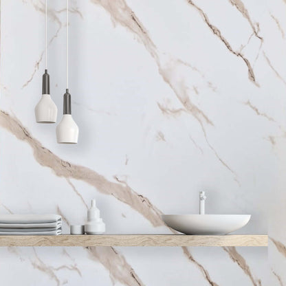 10 mm starke, matte Duschwand aus goldfarbenem Marmor, 1 m x 2,4 m 