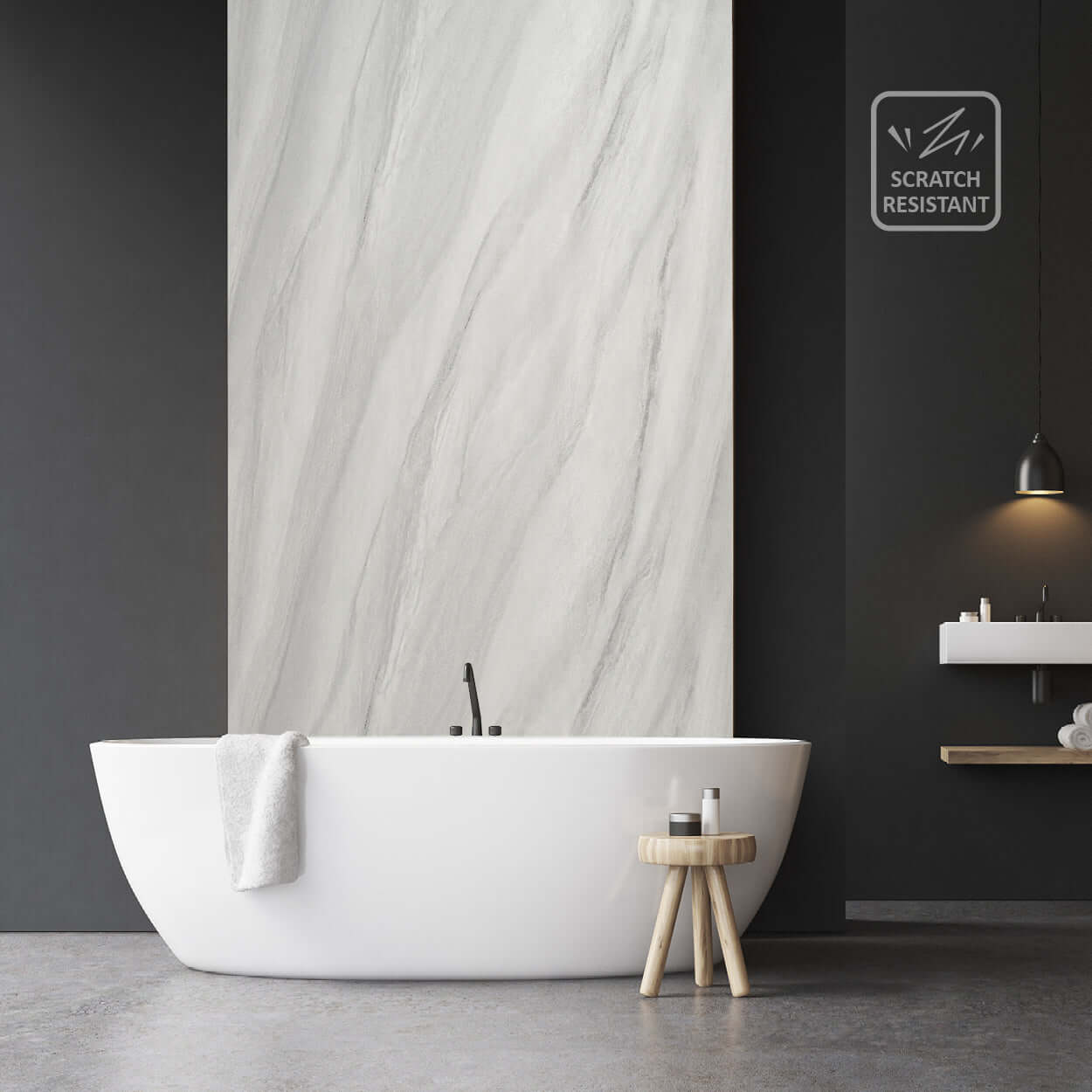 10 mm starke, ultramatte Duschwand in Ozeangrau, 1 m x 2,4 m