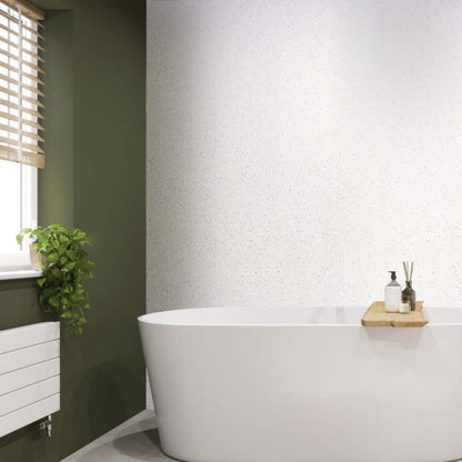 10 mm starke Duschwand aus Platinweiß mit Glitzerglanz, 1 m x 2,4 m