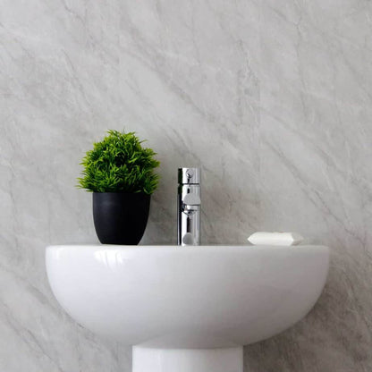 10 mm Duschpaneel aus glänzendem, sturmgrauem Marmor, 1 m x 2,4 m