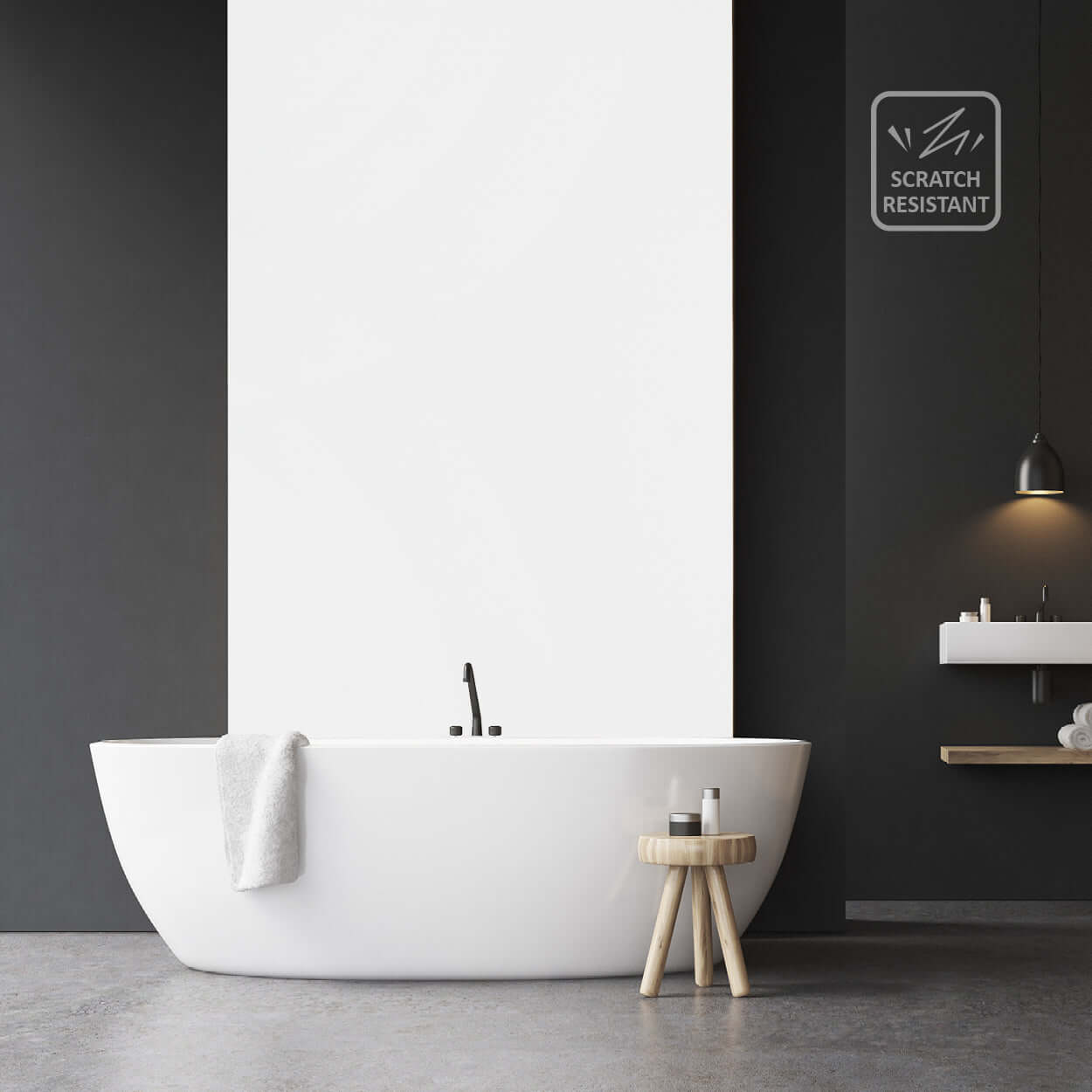 10 mm weiße, ultramatte Duschwand 1 m x 2,4 m