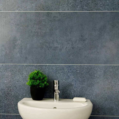 10 mm starke Duschwand in römischem Blau, matt, 1 m x 2,4 m