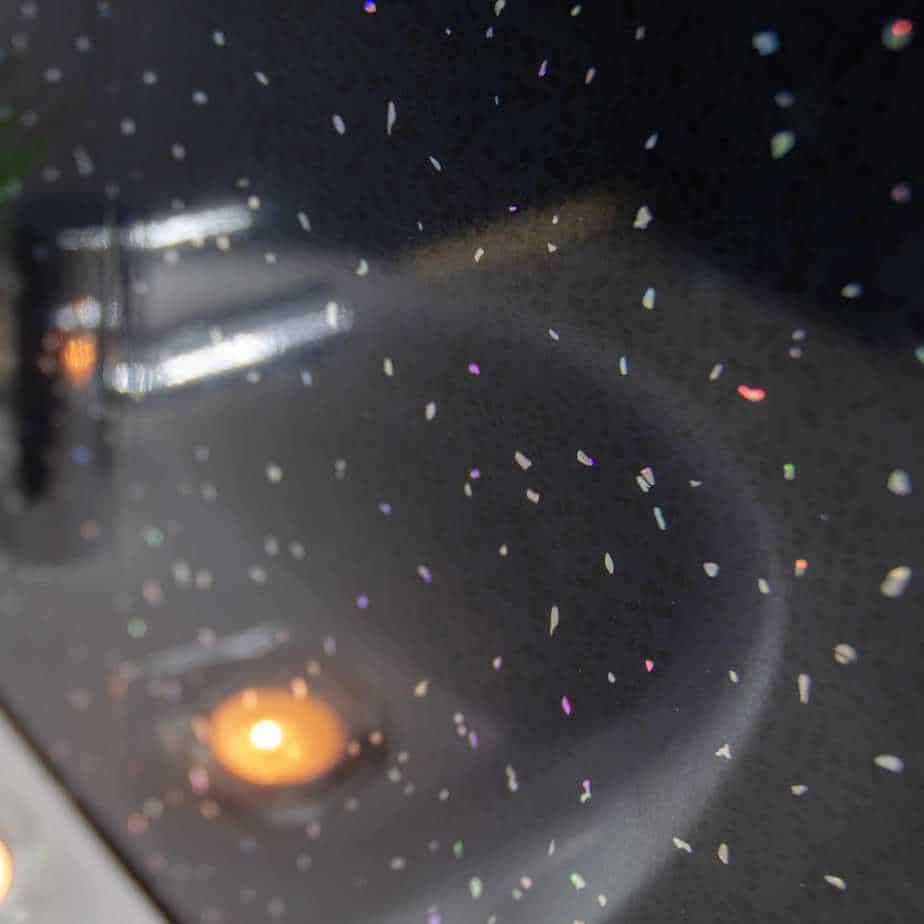 10 mm schwarze, glänzende Duschwand mit Glitzereffekt, 1 m x 2,4 m