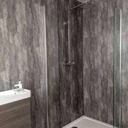 10 mm starke, polierte, matte Duschwand aus Beton, 1 m x 2,4 m