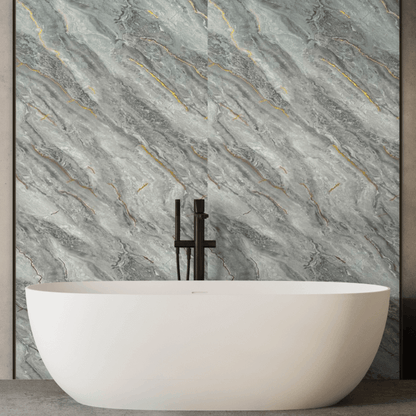 10 mm starke, vergoldete, graue Hochglanz-Duschwand, 1 m x 2,4 m