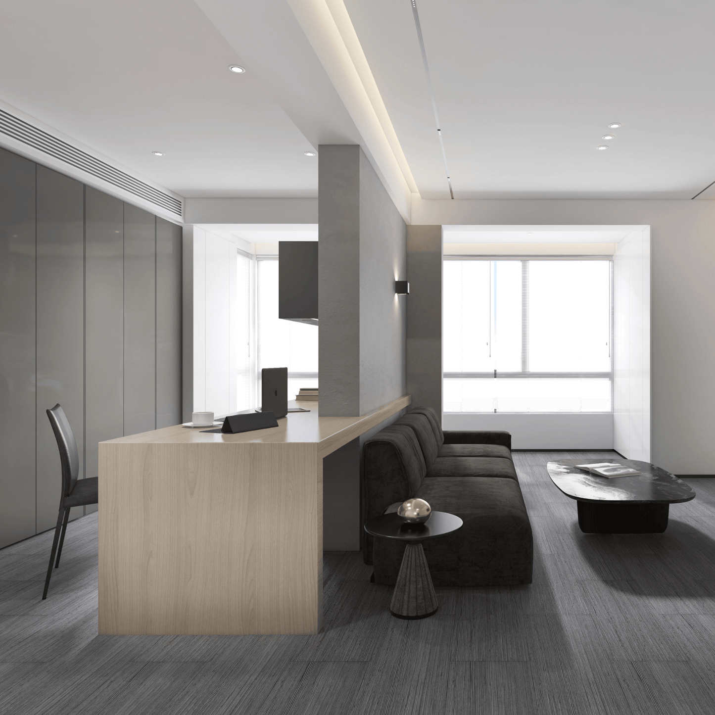 Grauer Vinyl-Klickboden in Leinenoptik, 5 mm, 1,5 m² pro 8er-Packung