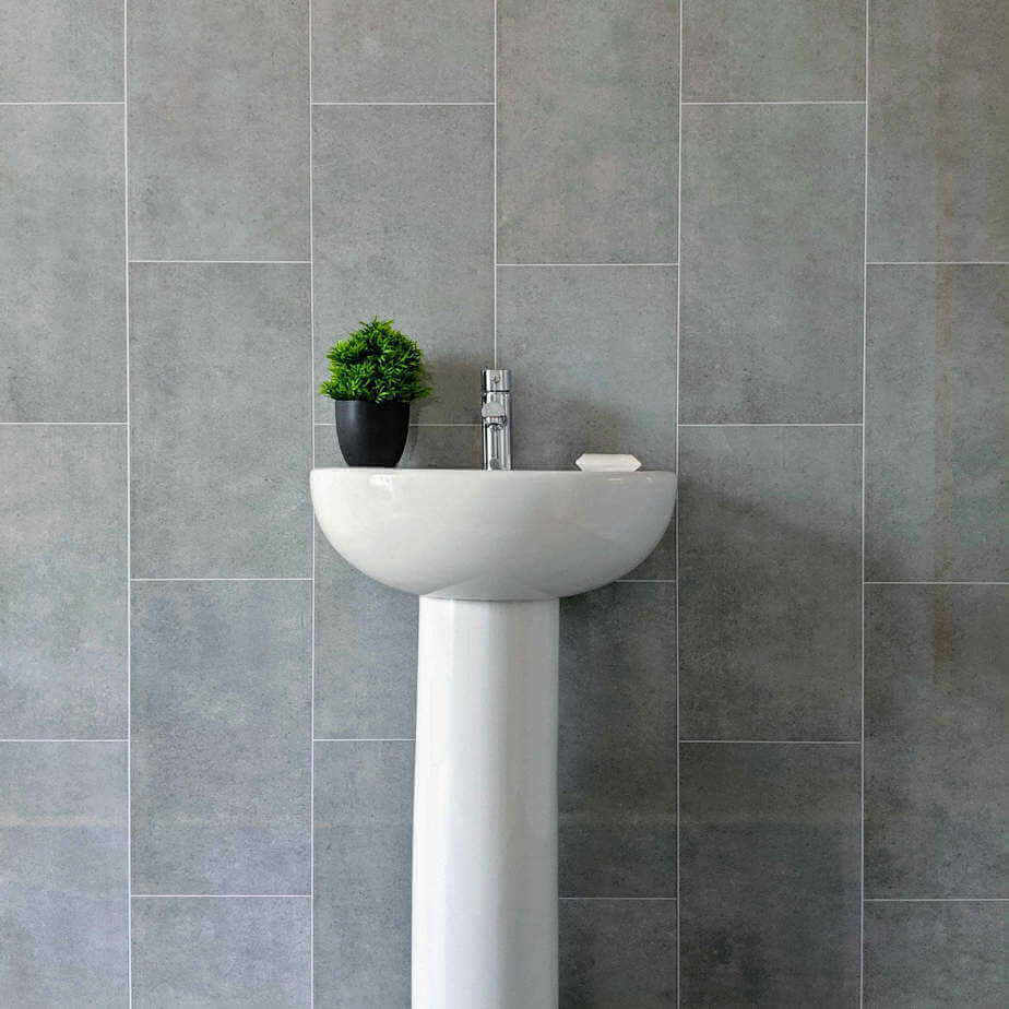 8 mm moderne graue Wandpaneele in Fliesenoptik, 2,6 m