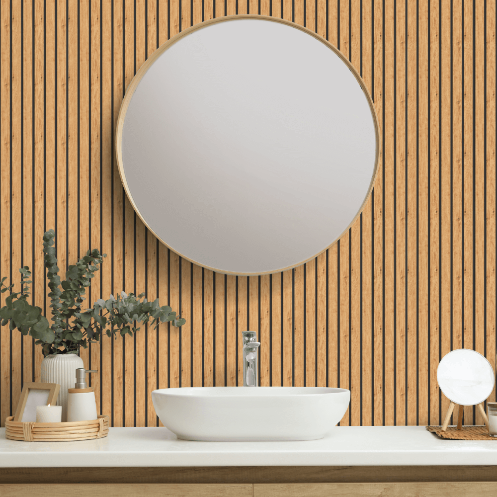 AquaGuard-Lamellenwandpaneel aus Eiche natur (2er-Pack)