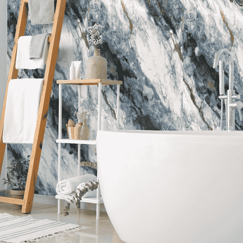 10 mm starke, glänzende Duschwand in Ozeanblau, 1 m x 2,4 m