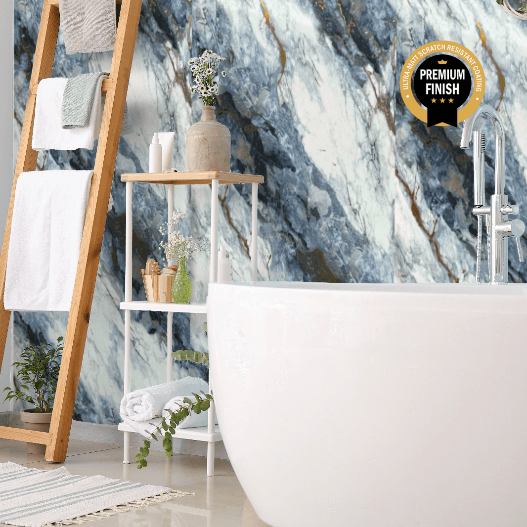 10 mm starke, ultramatte Duschwand in Ozeanblau, 1 m x 2,4 m