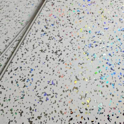 8 mm starke, platinweiße Glitzer-Badezimmerwandpaneele, 2,6 m